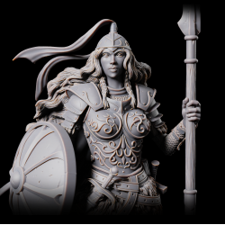 Queen&acirc;&#128;&#153;s Attendant A - 3D Printed Fantasy Miniature | Spear and Shield Warrior
