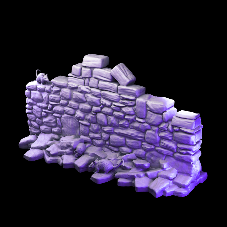 Stone Barrier  Fantasy Terrain with Rats &amp; Rubble