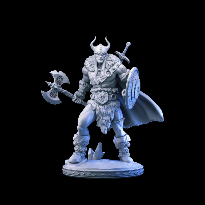 Kreyvos, Snow Barbarian Warrior  Icebound Viking Miniature