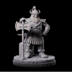 Ghrimli Firesteel - Dwarven Blacksmith Hero | 3D Printed Fantasy Miniature for Tabletop RPGs