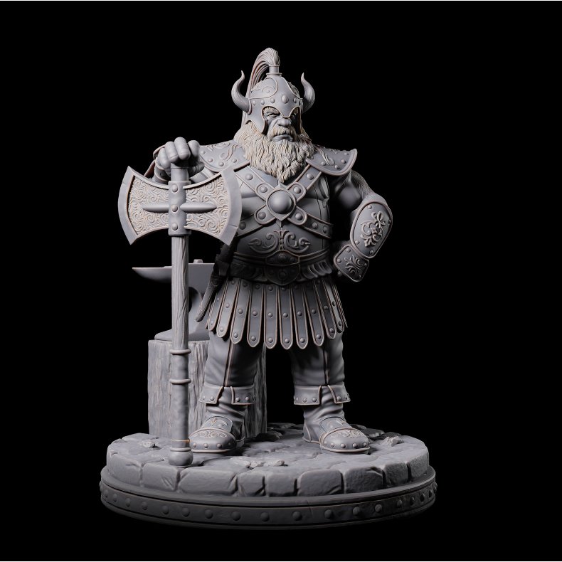 Ghrimli Firesteel  Dwarven Blacksmith Hero | 3D Printed Fantasy Miniature for Tabletop RPGs
