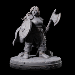Arleen Goldenaxe - Female Dwarven Warrior | 3D Printed Miniature for Tabletop RPGs