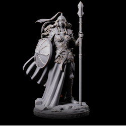 Queen&acirc;&#128;&#153;s Attendant A - 3D Printed Fantasy Miniature | Spear and Shield Warrior