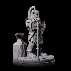 Ghrimli Firesteel - Dwarven Blacksmith Hero | 3D Printed Fantasy Miniature for Tabletop RPGs