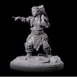 Dormora - Mighty Female Dwarf Barbarian with Warhammer | 3D Printed Miniature