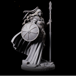 Queen&acirc;&#128;&#153;s Attendant A - 3D Printed Fantasy Miniature | Spear and Shield Warrior