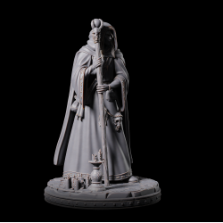 Disguised Wizard - 3D Printed Miniature Sorcerer in Robes with Staff and Spellbooks