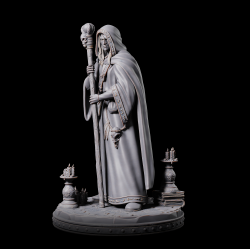 Disguised Wizard - 3D Printed Miniature Sorcerer in Robes with Staff and Spellbooks