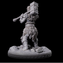 Dormora - Mighty Female Dwarf Barbarian with Warhammer | 3D Printed Miniature