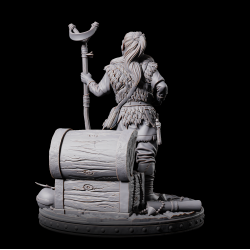 Heslin - 3D Printed Fantasy Miniature | Halfling Druid with Treasure Chest