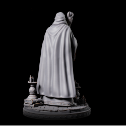 Disguised Wizard - 3D Printed Miniature Sorcerer in Robes with Staff and Spellbooks