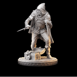 Thief - Fantasy Miniature with Treasure Chest