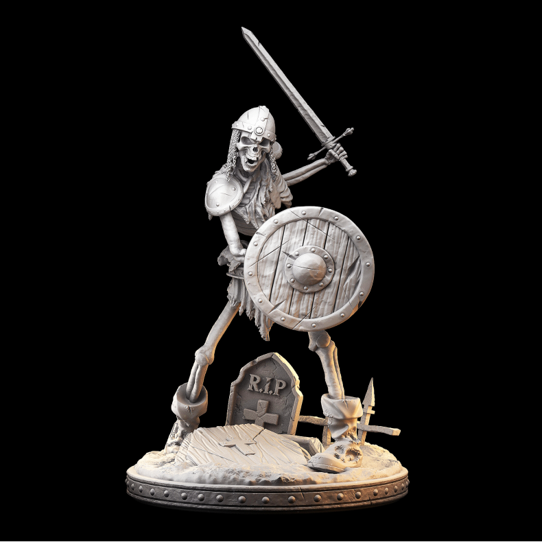 Skeleton Warrior with Sword &amp; Shield  Undead Miniature