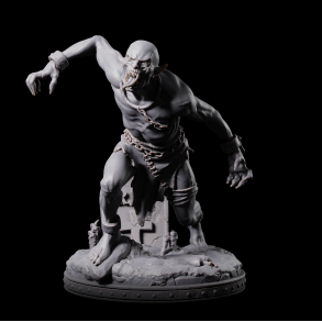 Ghoul B - Undead Miniature on Graveyard Base | 3D Printed