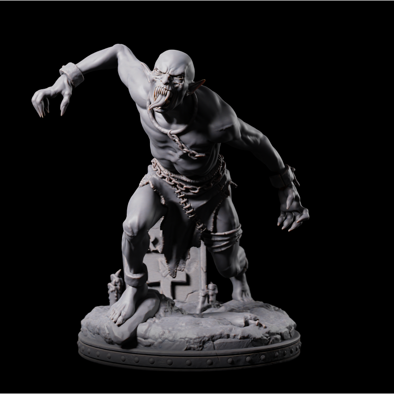 Ghoul B  Undead Miniature on Graveyard Base | 3D Printed