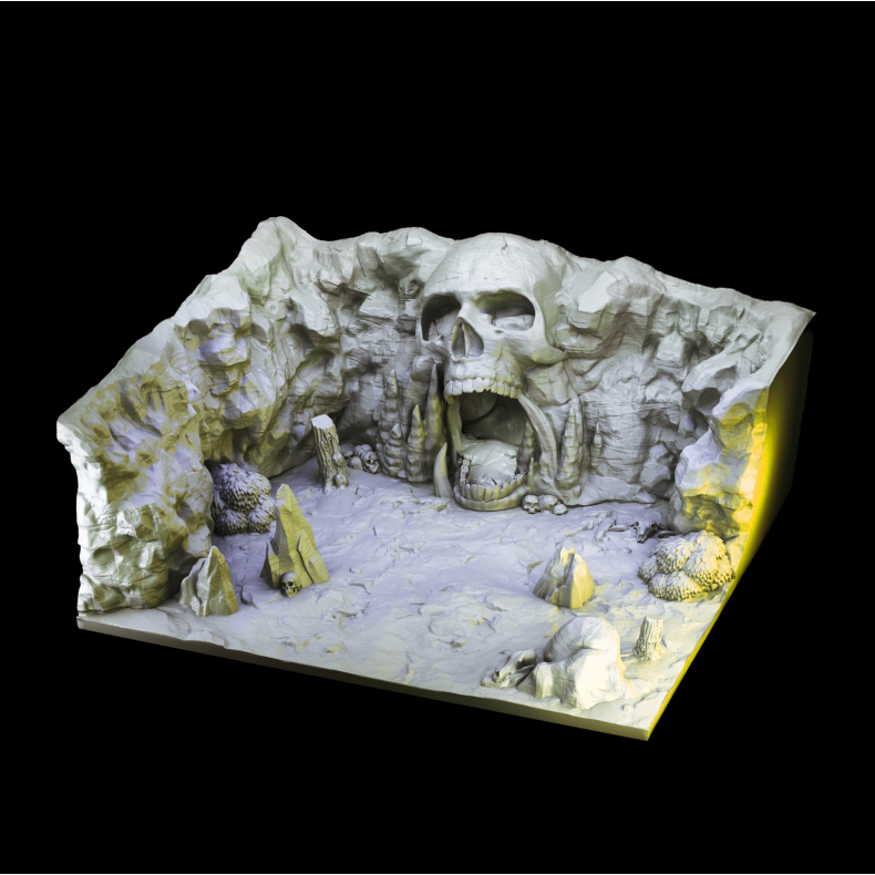 Cave Entrance Terrain  3D Printed Fantasy Skull Rock Scenery for Wargames &amp; RPG