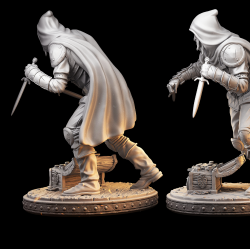 Thief - Fantasy Miniature with Treasure Chest