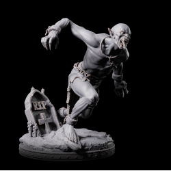 Ghoul B - Undead Miniature on Graveyard Base | 3D Printed