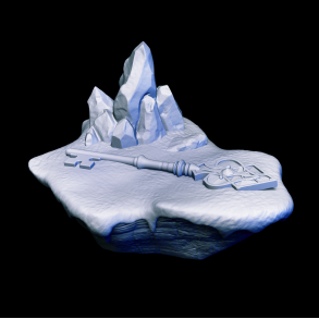 Frozen Key on Rock - Fantasy Quest Prop