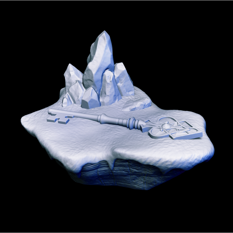 Frozen Key on Rock  Fantasy Quest Prop