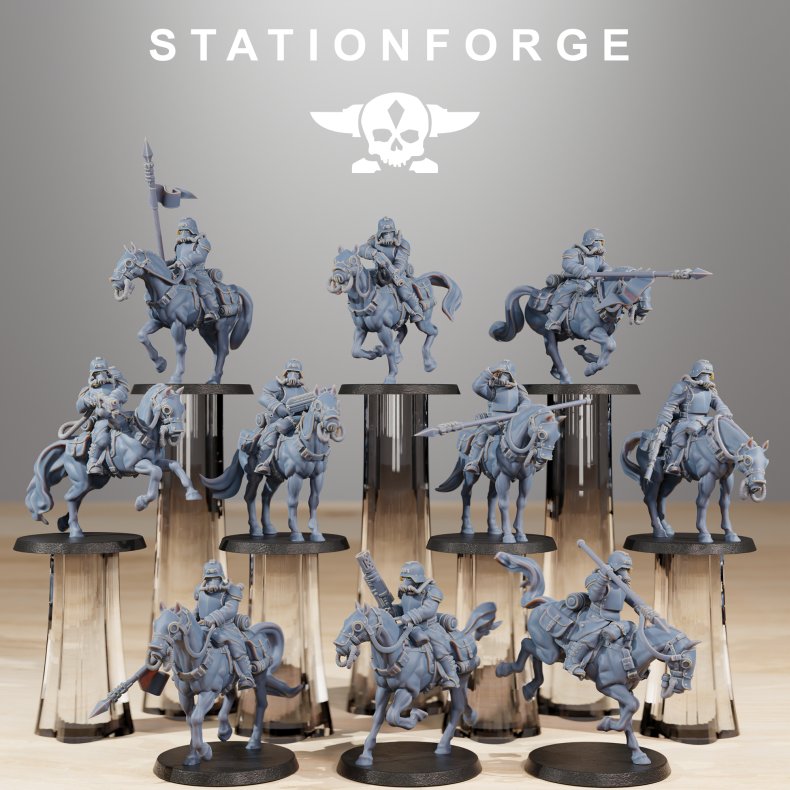GrimGuard Cavalry  Resin Printed Miniature Bits Set for Grimdark Wargames &amp; Tabletop RPGs