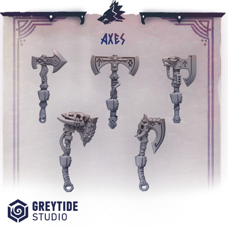 Axes  Fantasy &amp; Wargaming Weapon Bits Set for Miniature Customization
