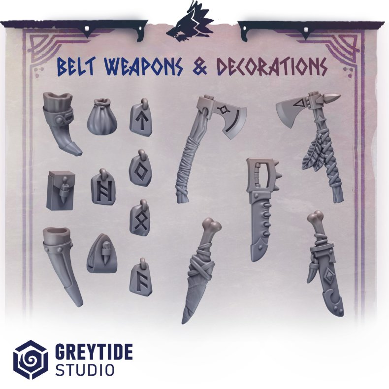 Belts and Weapons Decorations  Grimdark Miniature Accessories Set