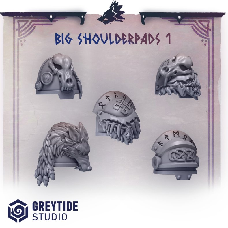 Big Shoulderpads 1  Grimdark Norse-Themed Armor Bits for Wargaming Miniatures