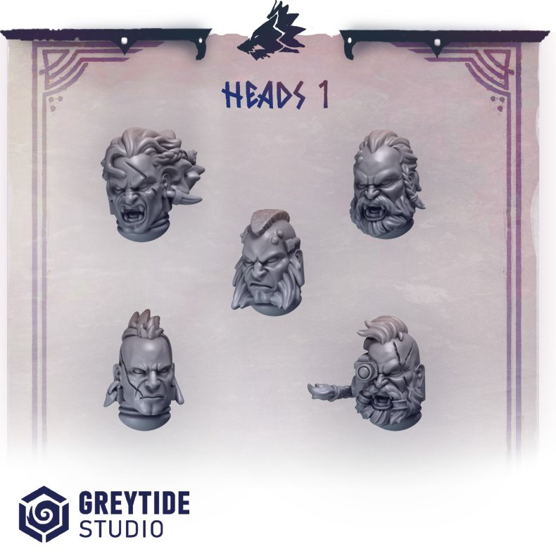 Heads 1  Savage Grimdark Head Bits for Wargaming, D&D, and Sci-Fi Miniatures