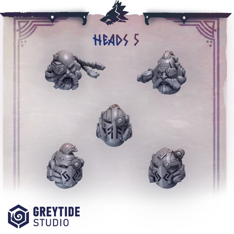 Heads 5  Veteran and Tech Helmets for Grimdark Wargames | Miniature Head Bits for DnD and Wargames.