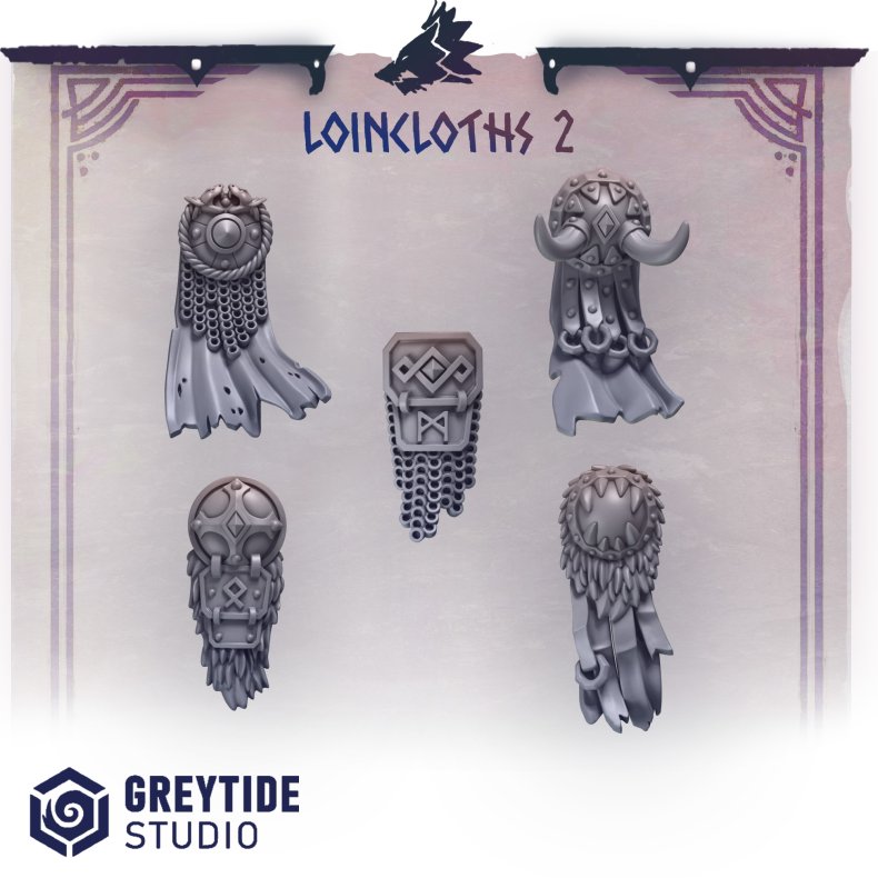Loincloths 2  Grimdark Miniature Accessory Bits | Resin Loincloths for DnD, Wargames, and TTRPG