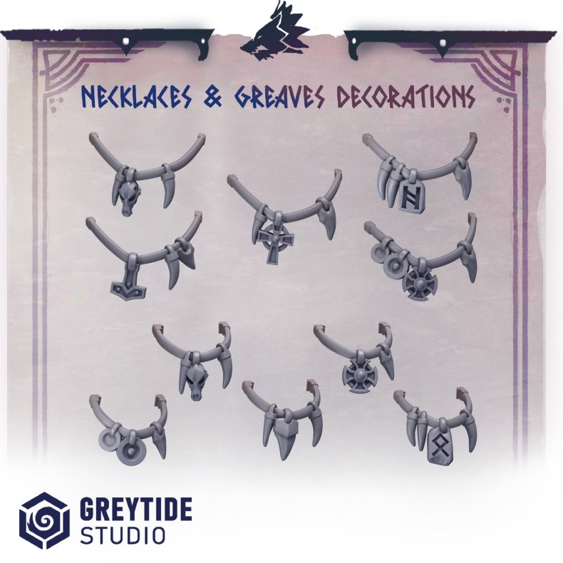 Necklaces and Greaves Decorations  Grimdark Bits for Custom Miniatures (Set of 10)