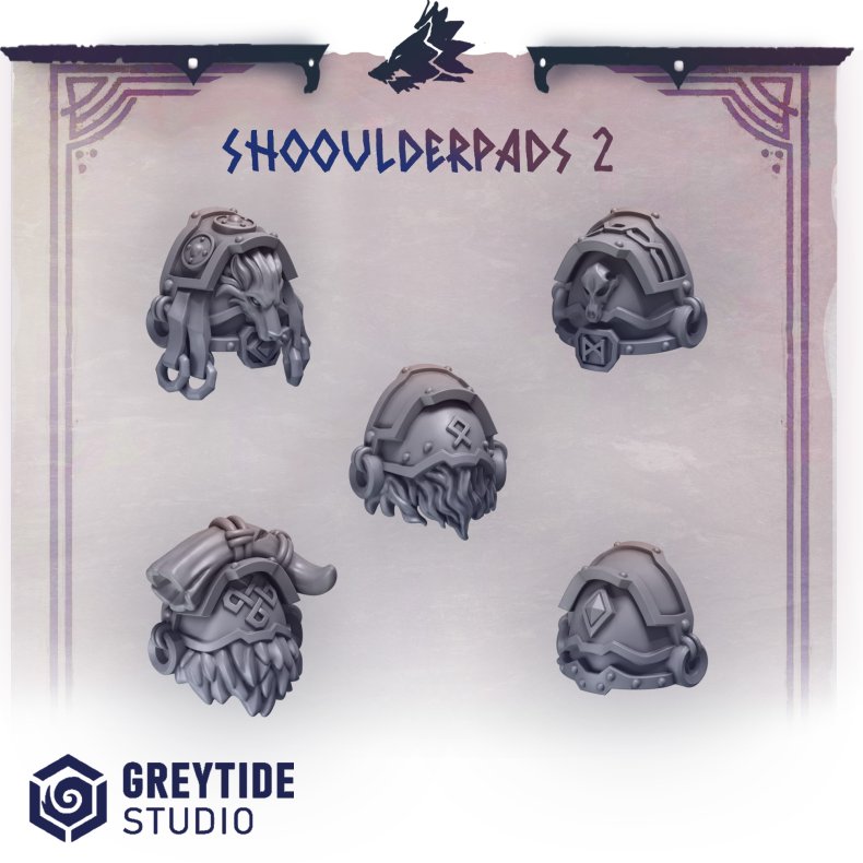 Shoulderpads 2  Grimdark Resin Armor for Tabletop Miniatures &amp; RPG Conversions