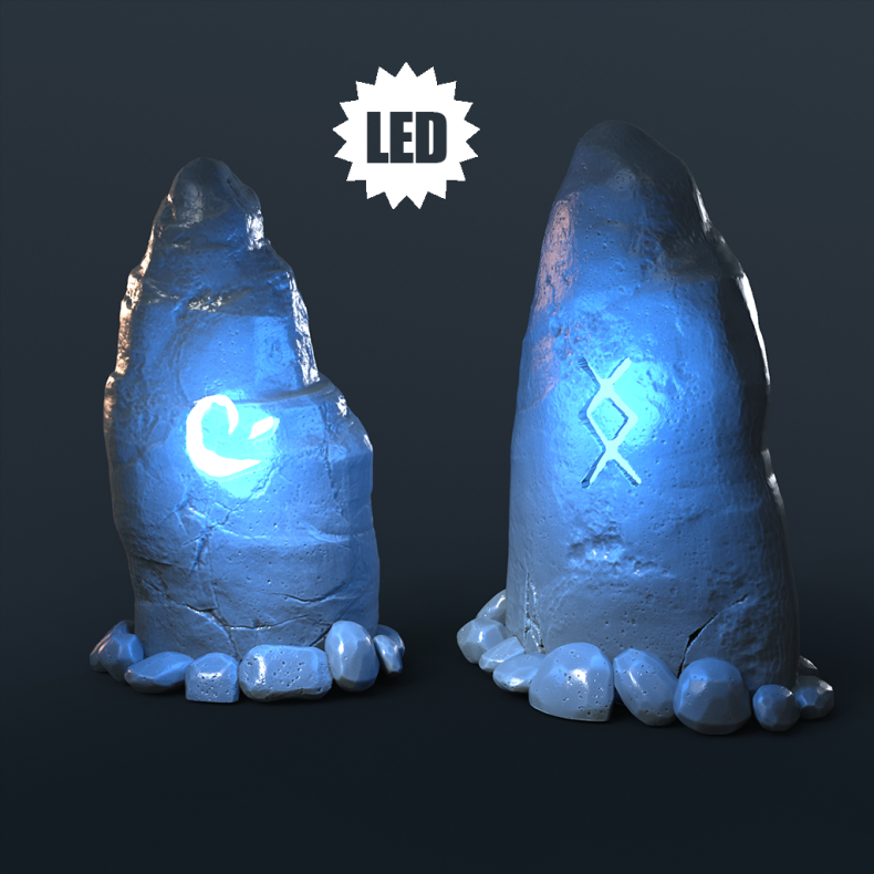 Set of Runestones  Glowing LED Terrain for Tabletop RPGs (32mm Resin)