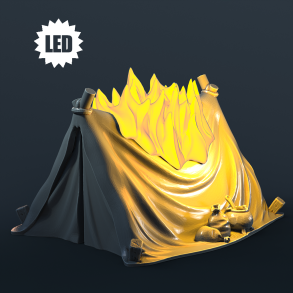 Burning Tent - LED Resin Terrain for Tabletop RPGs (32mm Scale)