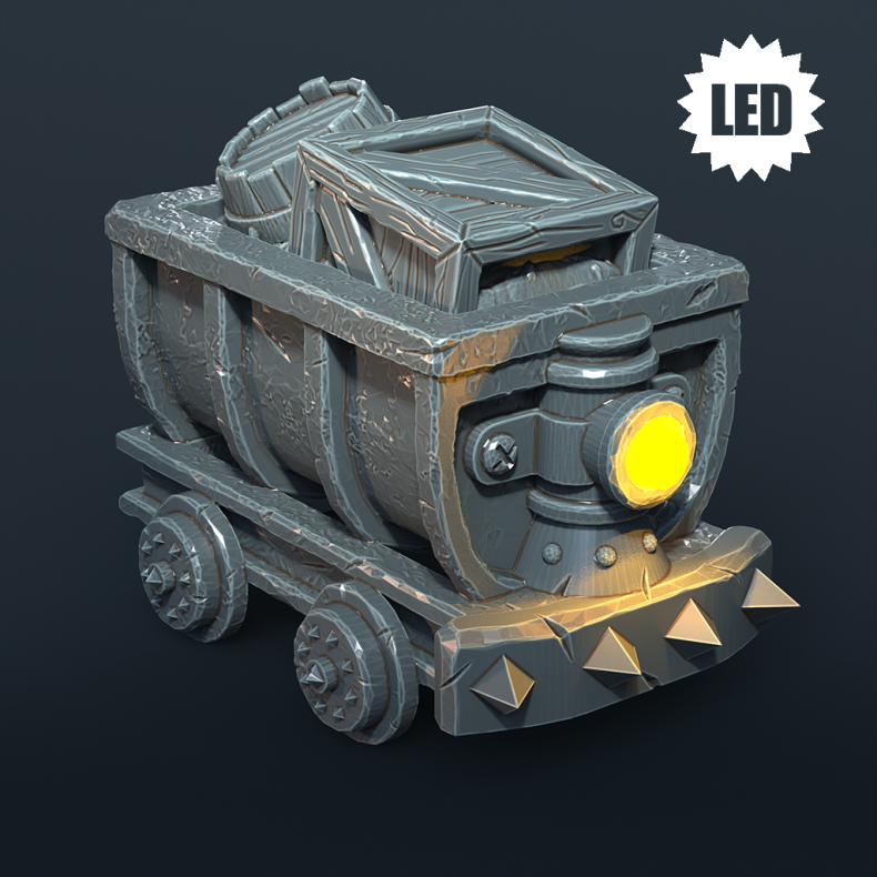 Mine Cart  LED-Ready Resin Terrain Piece (32mm Scale for DnD &amp; Tabletop RPGs)